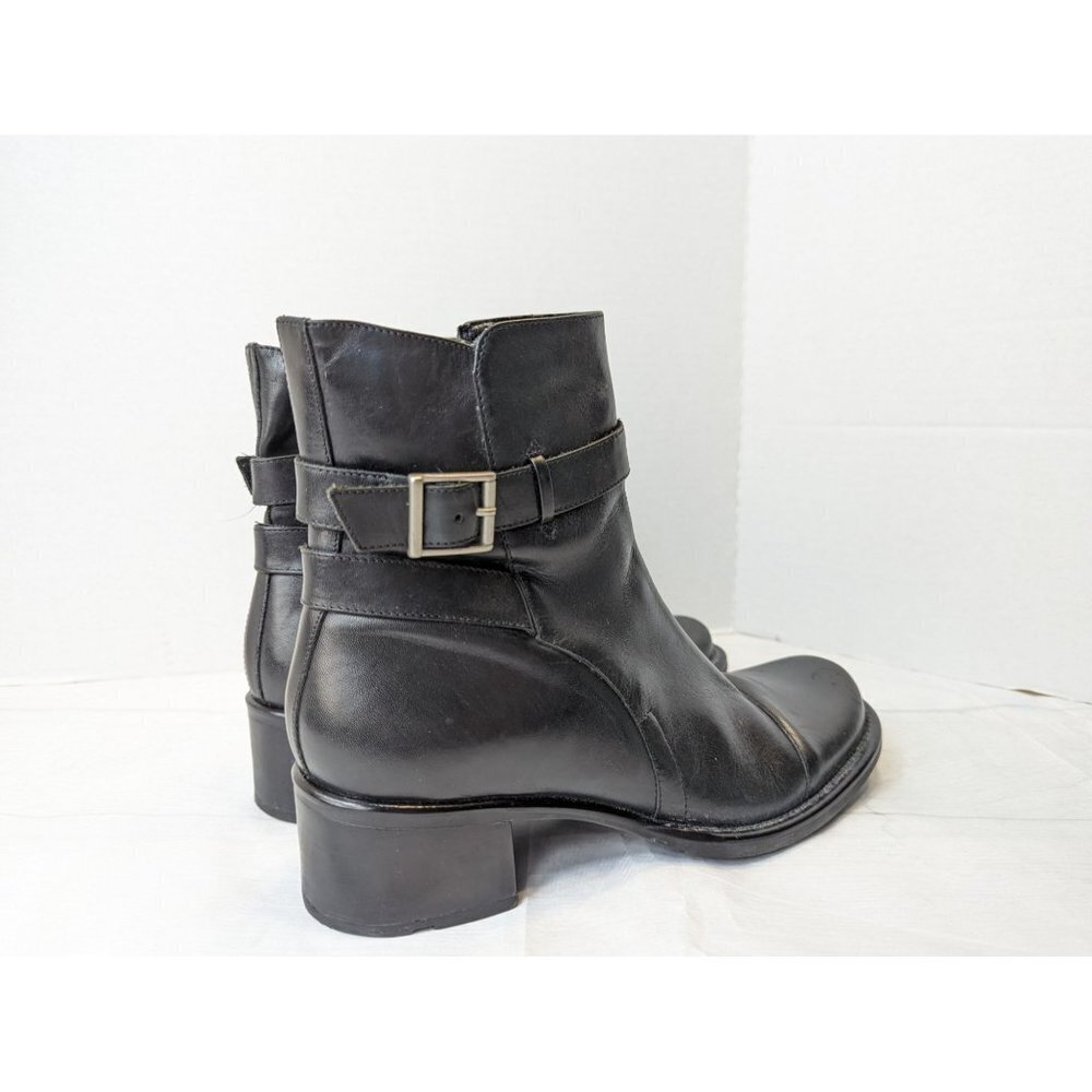 Bakers Black Leather Ankle Booties with Buckle Strap Detail - Picture 3 of 12